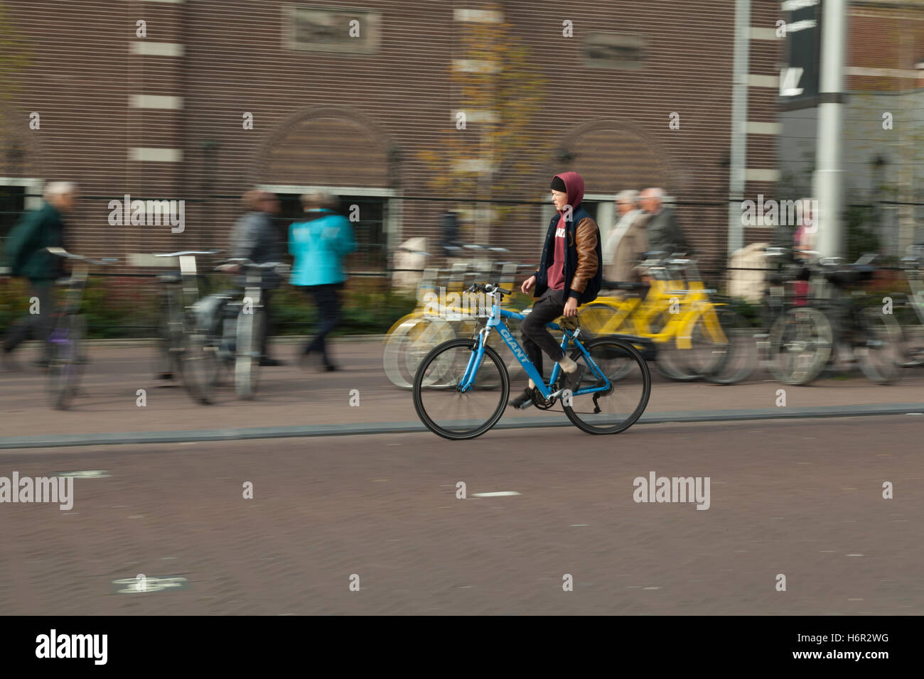 Amsterdam Centrum ciclista Foto Stock