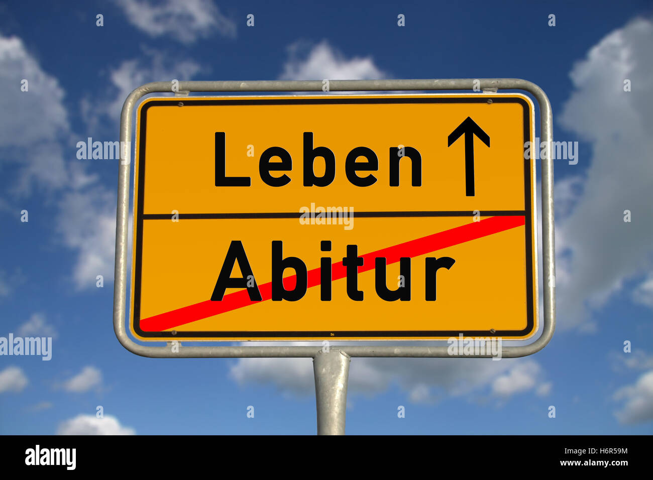 Ortsschild tedesco la scuola di vita Foto Stock