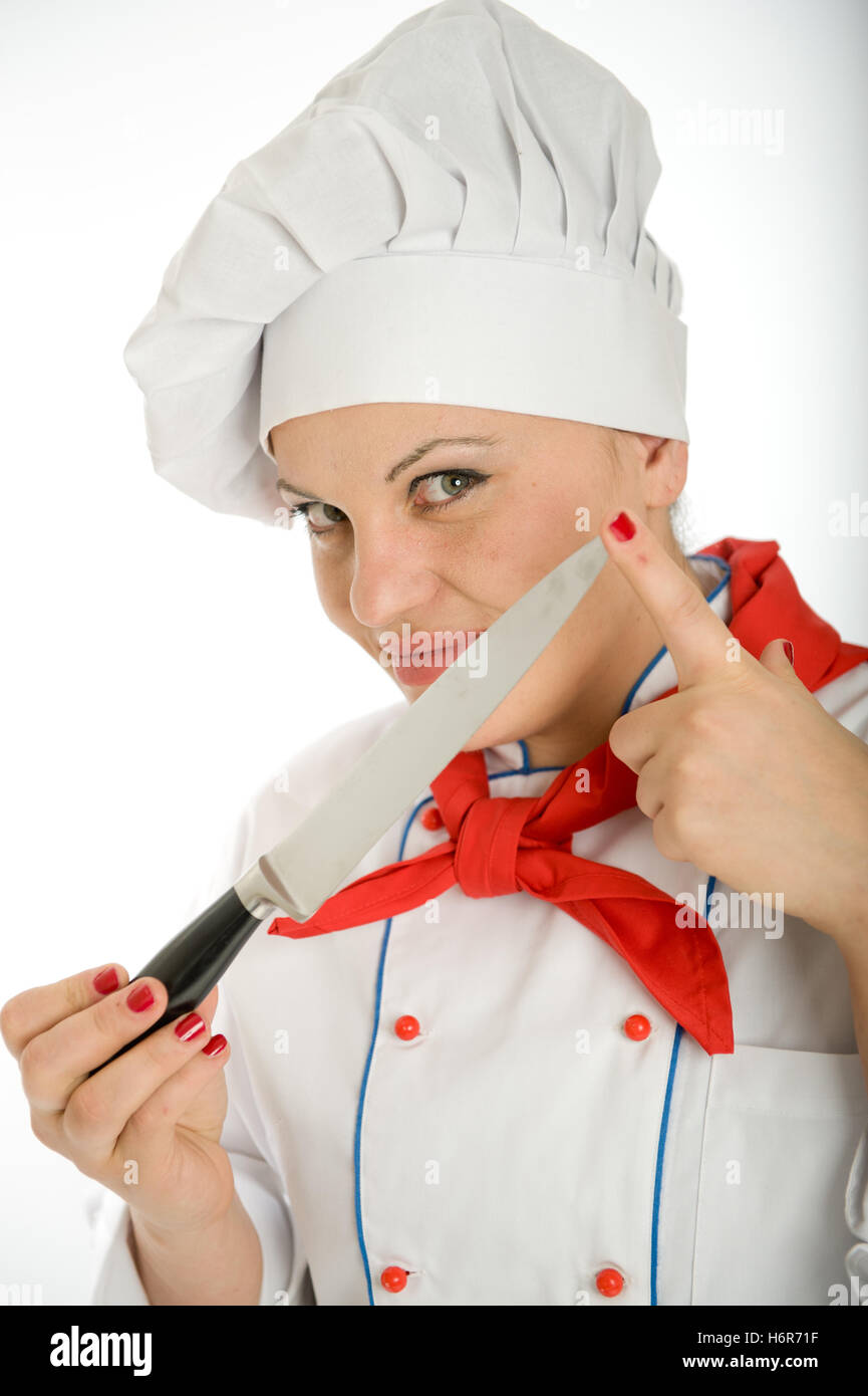 Donna blu ristorante pericolo gioco strumento di gioco nei tornei giocando gioca giocato femmina persona giocoso bianco caucasico europea Foto Stock