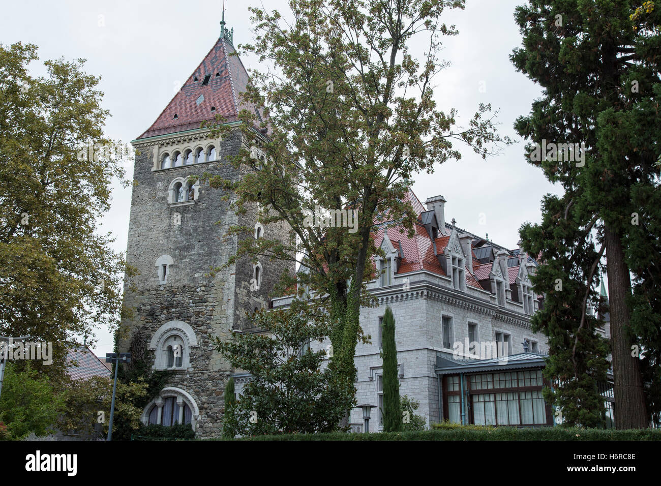 Château d'Ouchy, Ouchy, Losanna Vaud, Svizzera Foto Stock