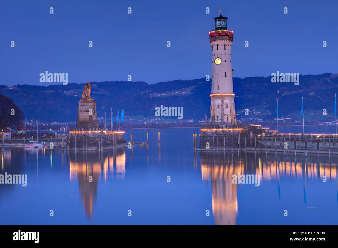 Porto di lindau sul lago di Costanza / Germania Foto Stock