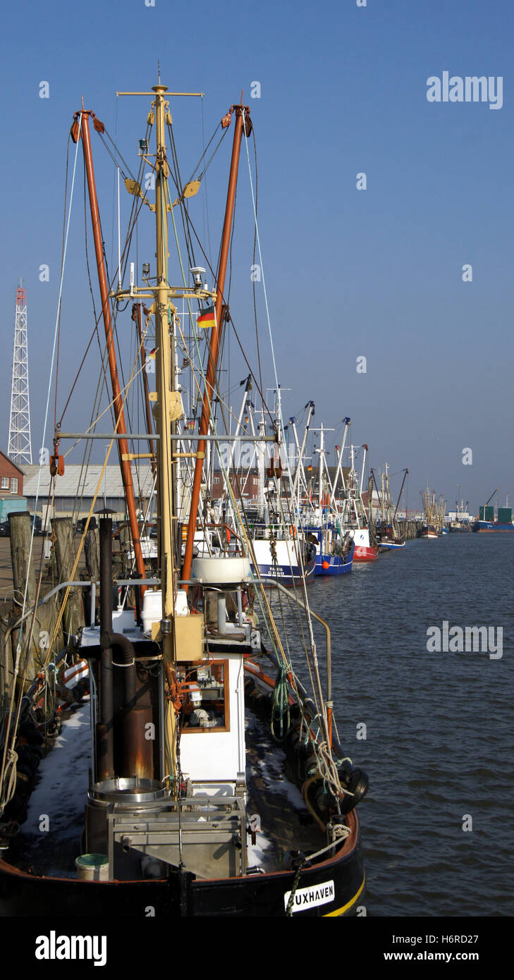 Il porto di pescatori di Cuxhaven, Germania Foto Stock