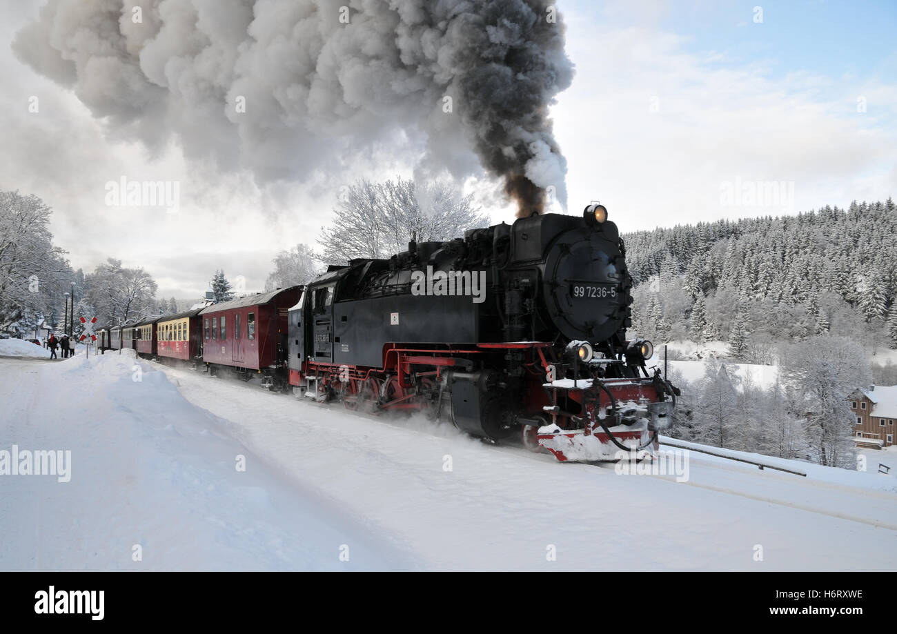 Locomotiva a vapore in custodia cautelare Foto Stock