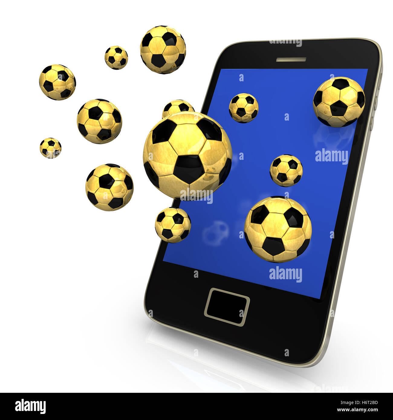 Numero di telefono sport sport news mobile cellular soccer football smartphone applicazione blu gioco tornei giocando Foto Stock