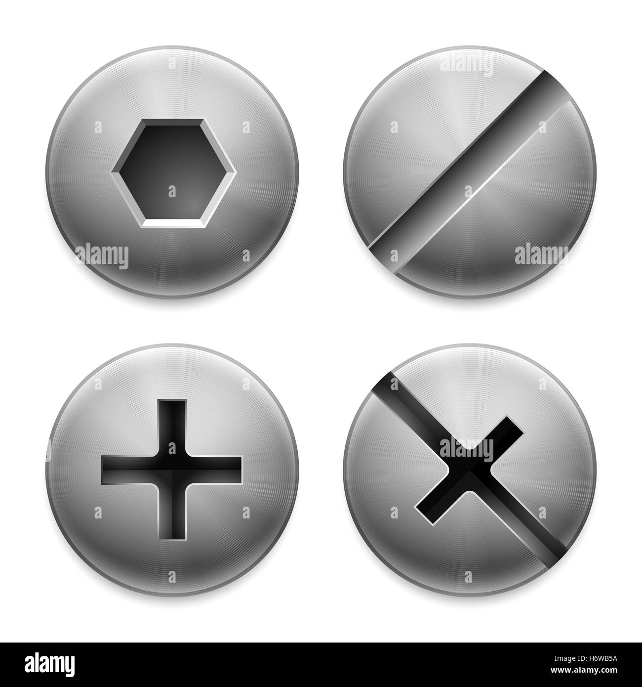 Tipo costruire il modello di oggetto strumento industria isolato hardware industriale croce di ferro quattro friendly tipo vite in acciaio di riparazione Foto Stock