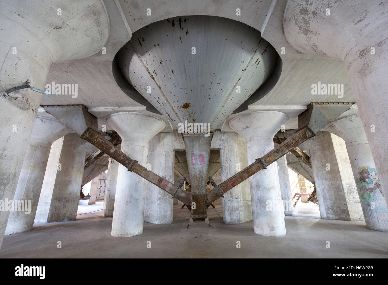 All'interno di un silo di grano aperti al pubblico, Silo Città, Buffalo, New York. Foto Stock