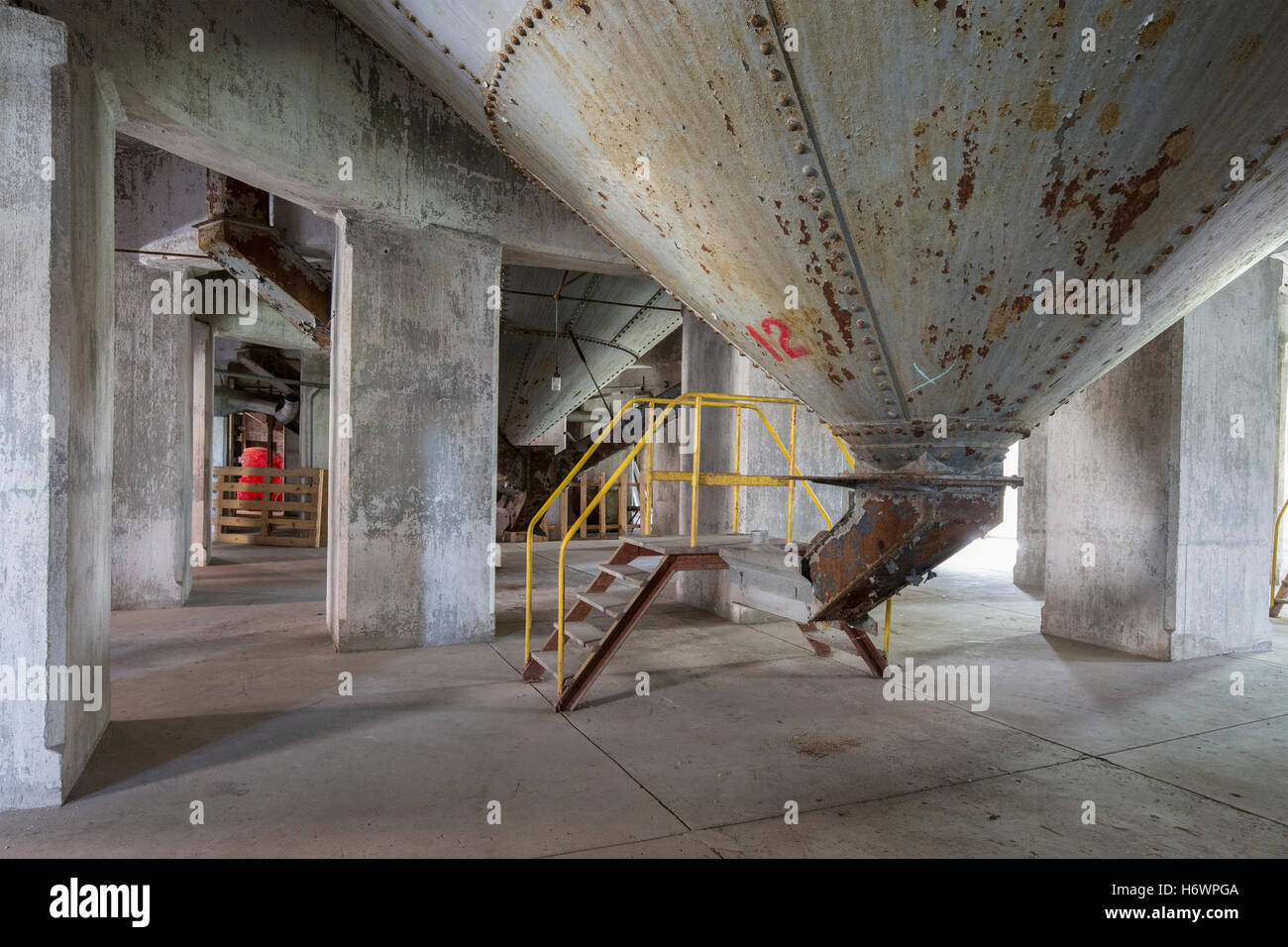 All'interno di un edificio restaurato del silo di grano aperti al pubblico, Silo città di Buffalo, New York. Foto Stock