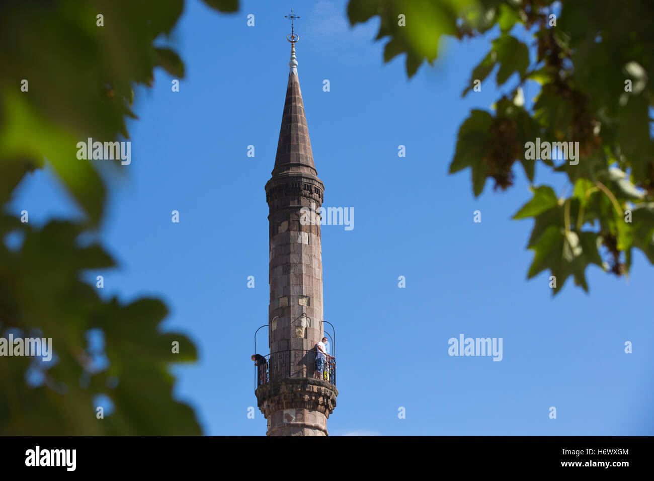 Il minareto Kethuda , Eger, Ungheria. Il Minareto di Eger è la più settentrionale edificio storico dell'epoca turca in Europa Foto Stock