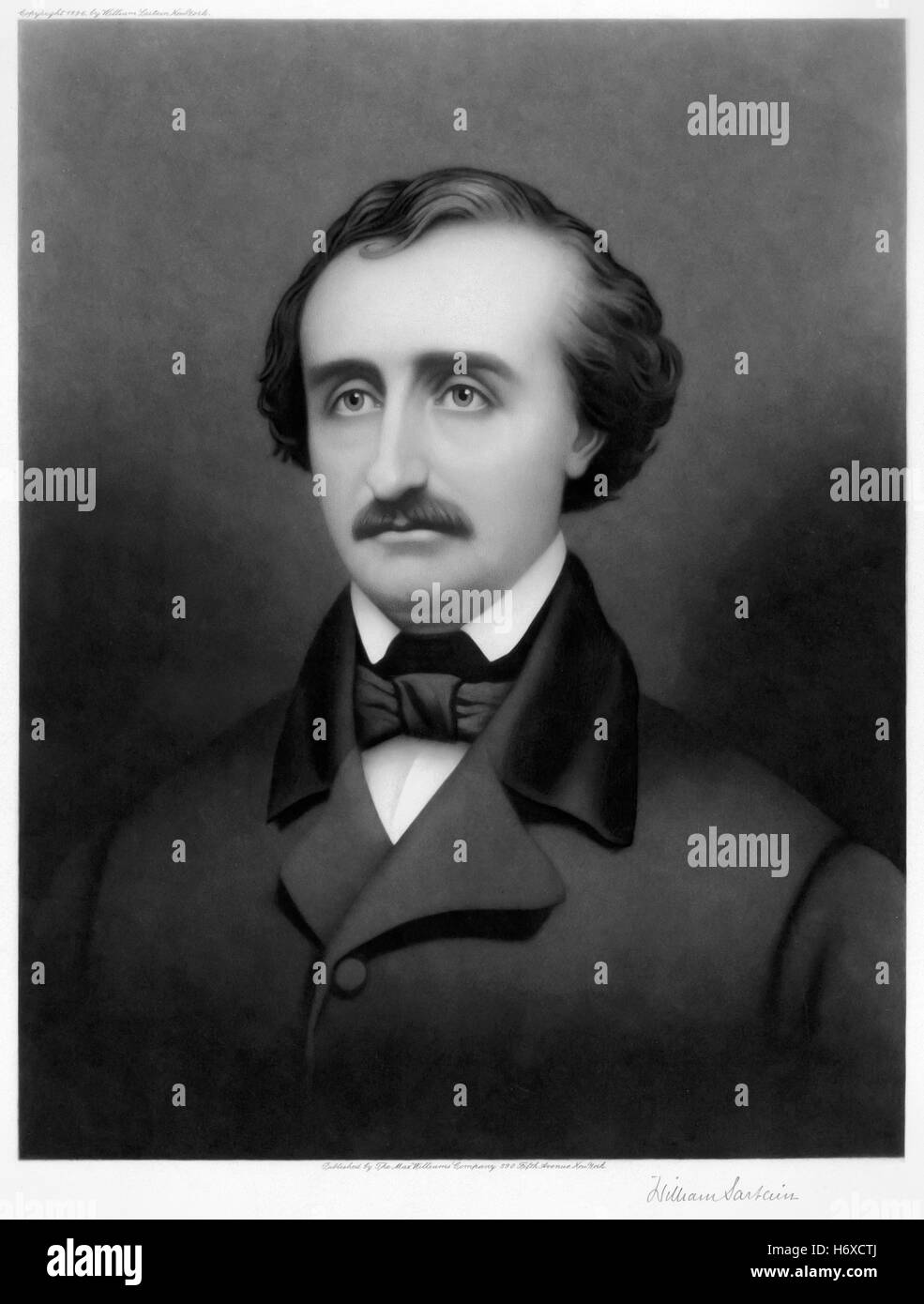 Edgar Allan Poe (1809-1849), 1896 mezzatinta ritratto da William Sartain (1843-1924). Foto Stock