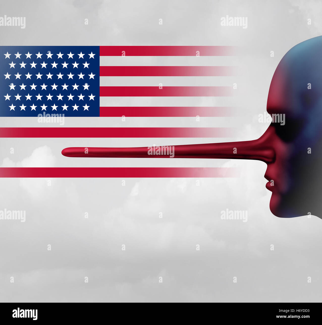 American trust nozione come un simbolo per la legalità e onestà come una questione sociale negli Stati Uniti in un 3D illustrazione dello stile. Foto Stock