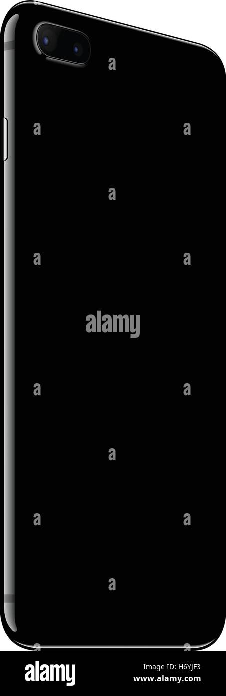 Disegno vettoriale, mock up del telefono sul lato posteriore vista prospettica Illustrazione Vettoriale