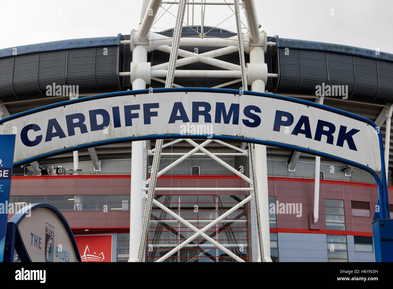 Segno per Cardiff Arms Park Cardiff Galles Regno Unito Foto Stock