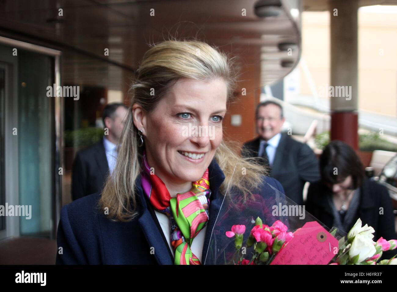 Di SUA ALTEZZA REALE IL PRINCIPE DI GALLES la Contessa di Wessex arriva a Harrogate International Conference Center Marzo 2015 Foto Stock
