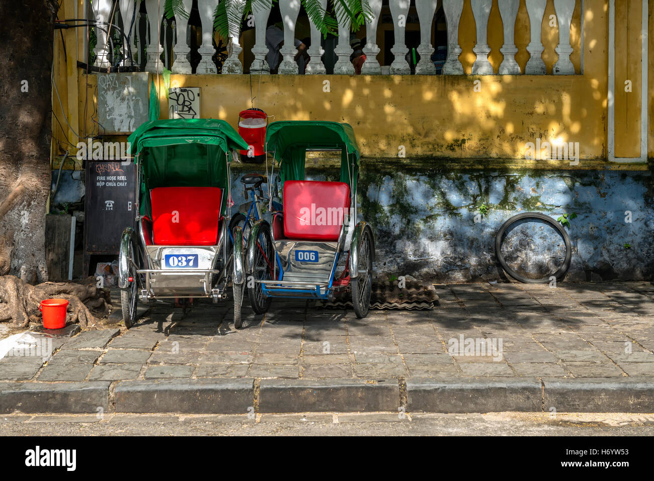 Rickshaws ad Hoi An Foto Stock