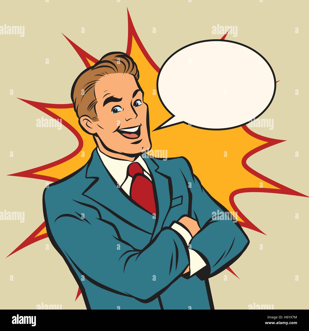Successo imprenditore retrò su un fumetto sfondo Illustrazione Vettoriale