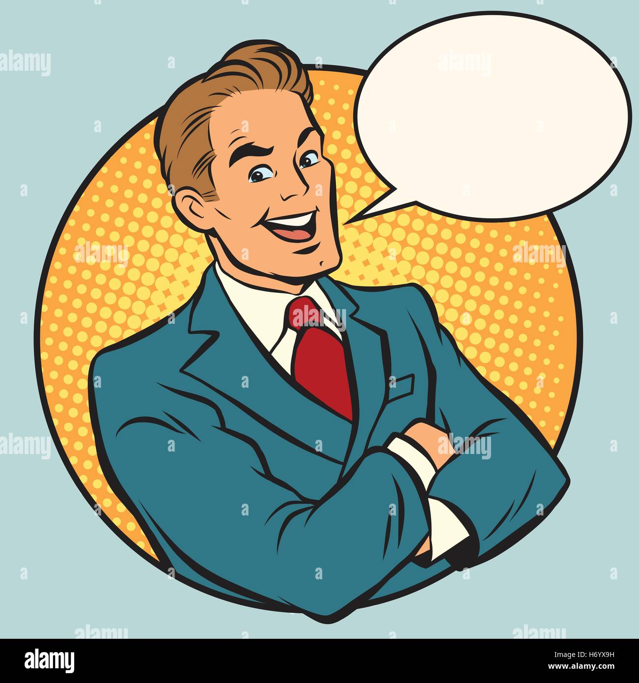 Imprenditore retrò in un libro a fumetti telaio Illustrazione Vettoriale