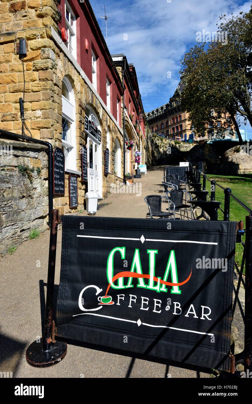 Caffè bar segno in Scarborough North Yorkshire England Regno Unito Foto Stock