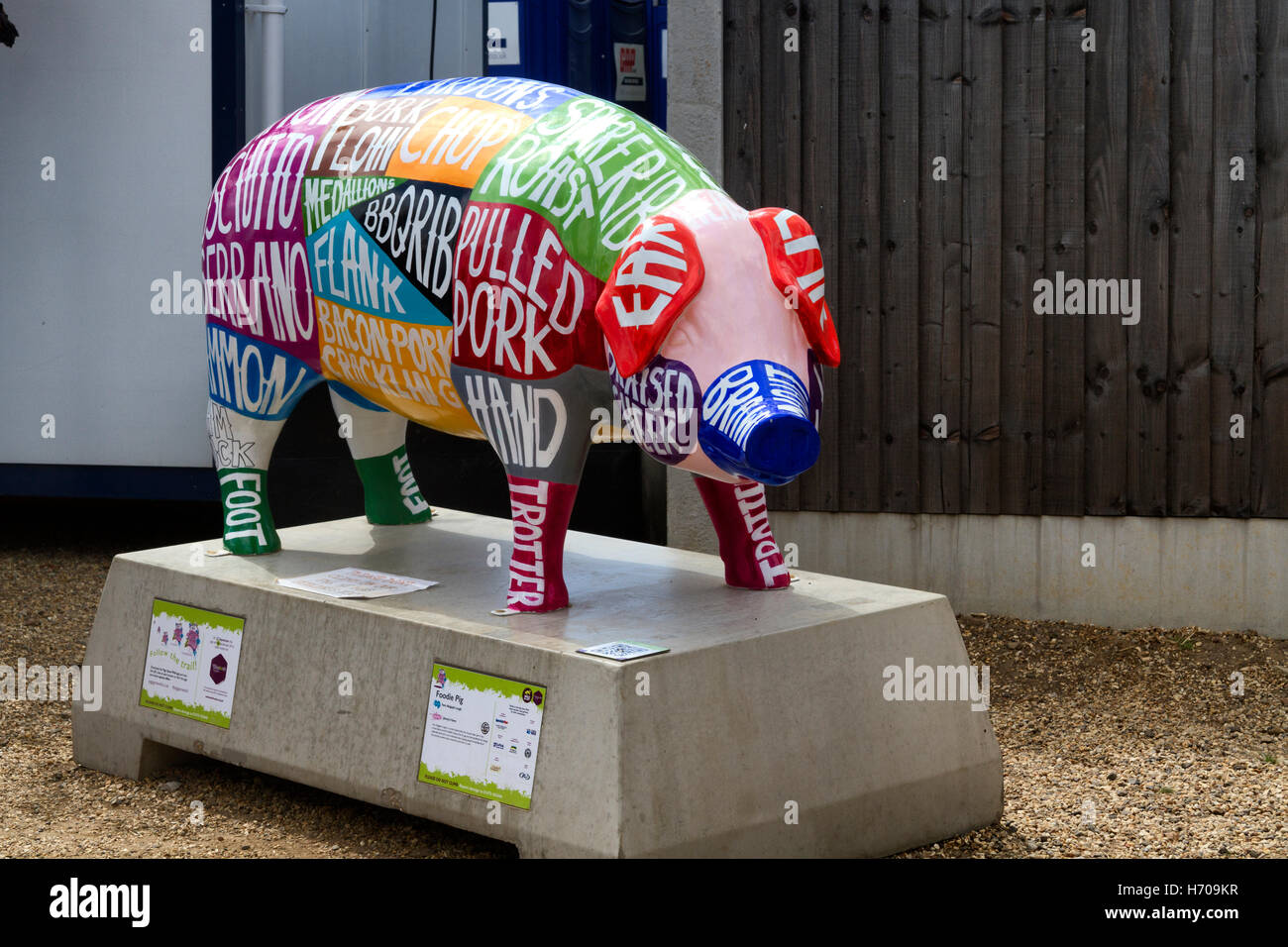 La carità scultura di maiale, Jimmy's Farm, Ipswich, Regno Unito Foto Stock