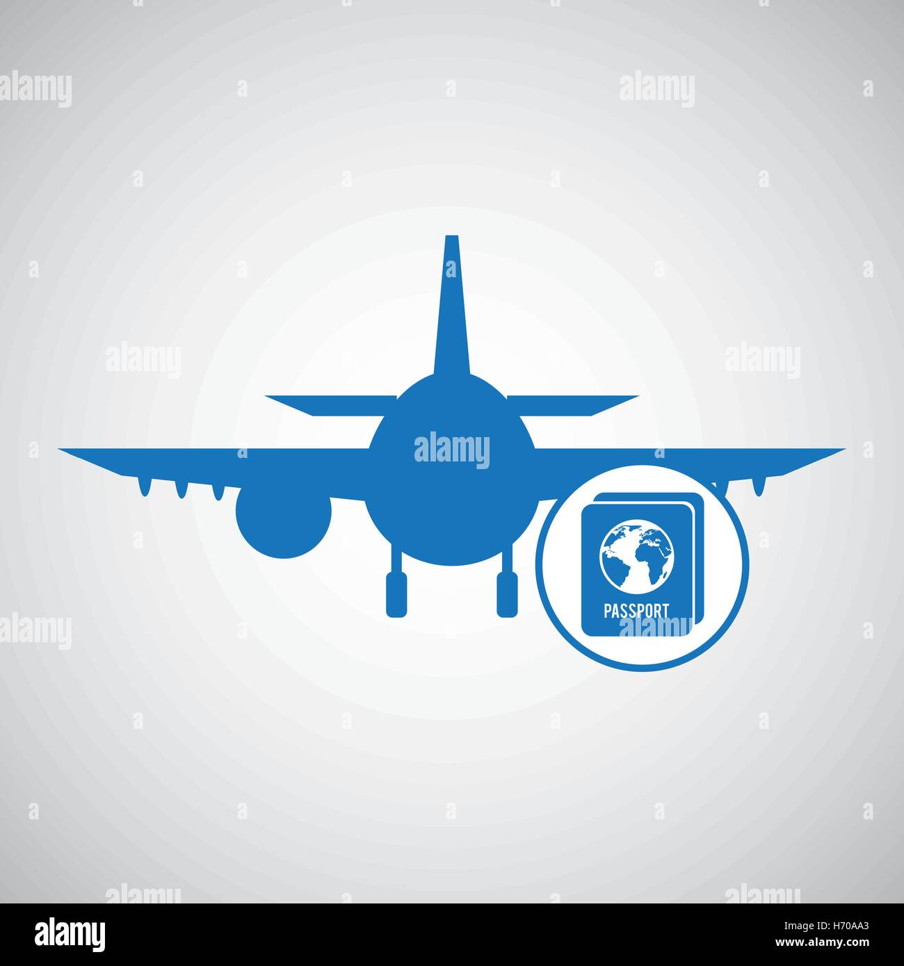 Concetto di viaggio. identità Passport. silhouette piano blu. design, illustrazione vettoriale graphic Illustrazione Vettoriale