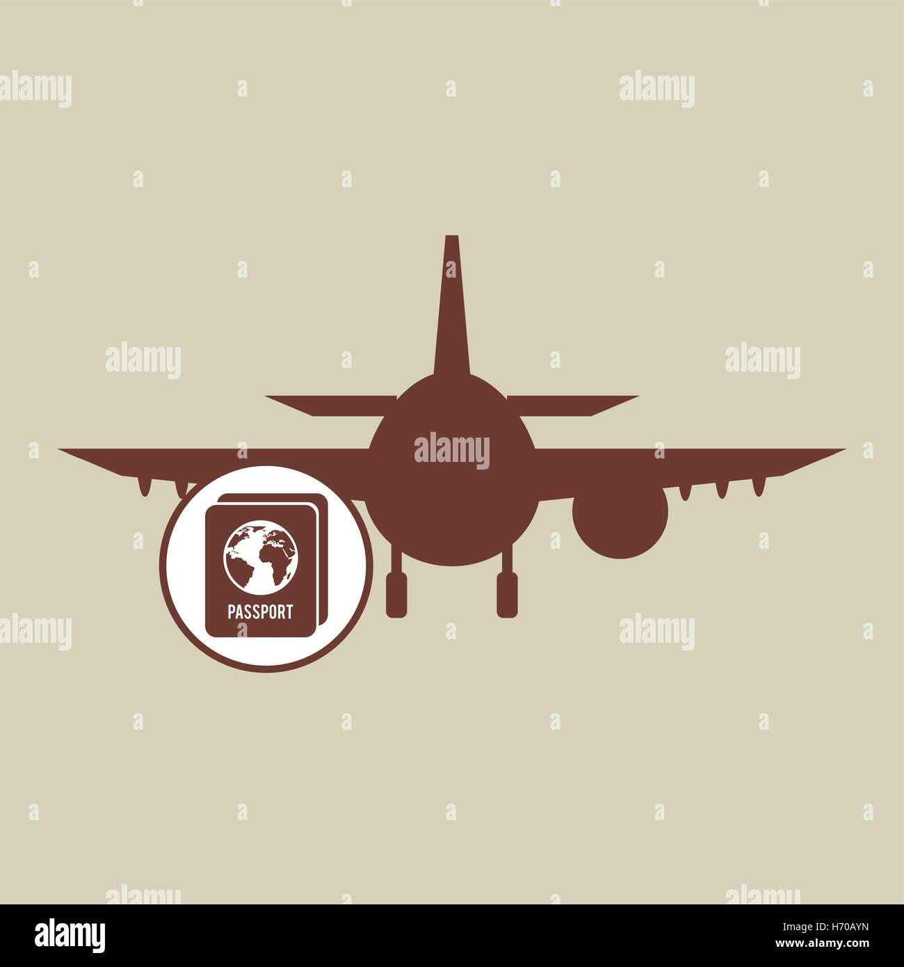 Concetto di viaggio. identità Passport. silhouette piano blu. design, illustrazione vettoriale graphic Illustrazione Vettoriale