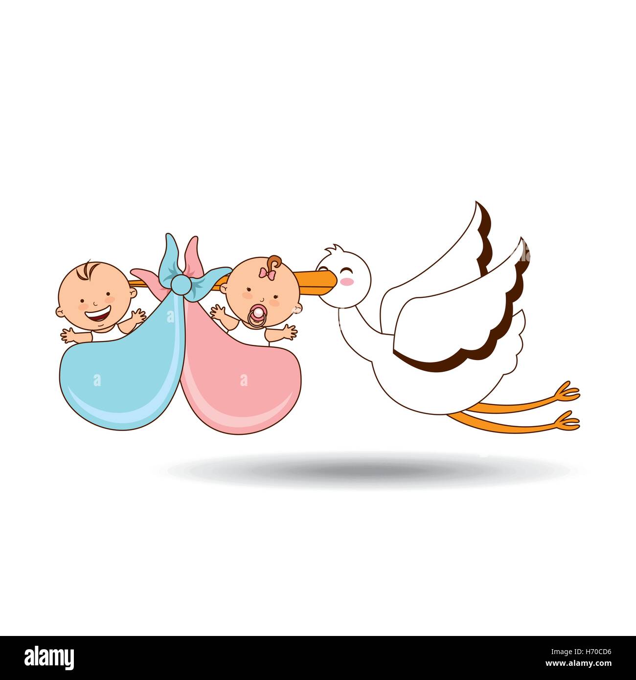 Gemelli di cicogna nascita cartoon design illustraion vettoriale EPS 10  Immagine e Vettoriale - Alamy