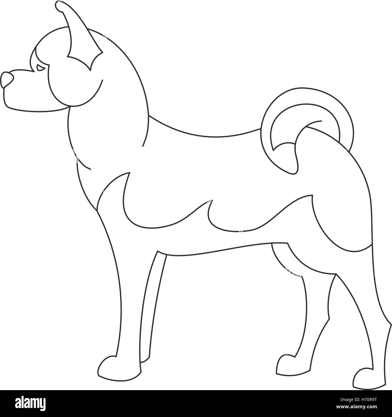 Akita dog line. Obbedienza hound in stile lineare, illustrazione vettoriale Illustrazione Vettoriale