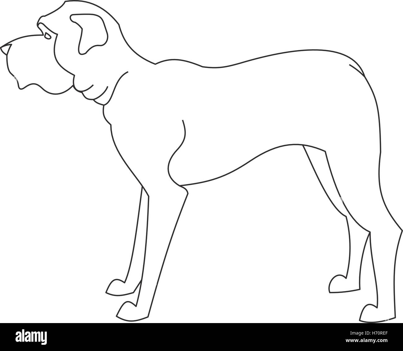 English mastiff cane. Creatura animali immagine in stile linea. Illustrazione Vettoriale Illustrazione Vettoriale