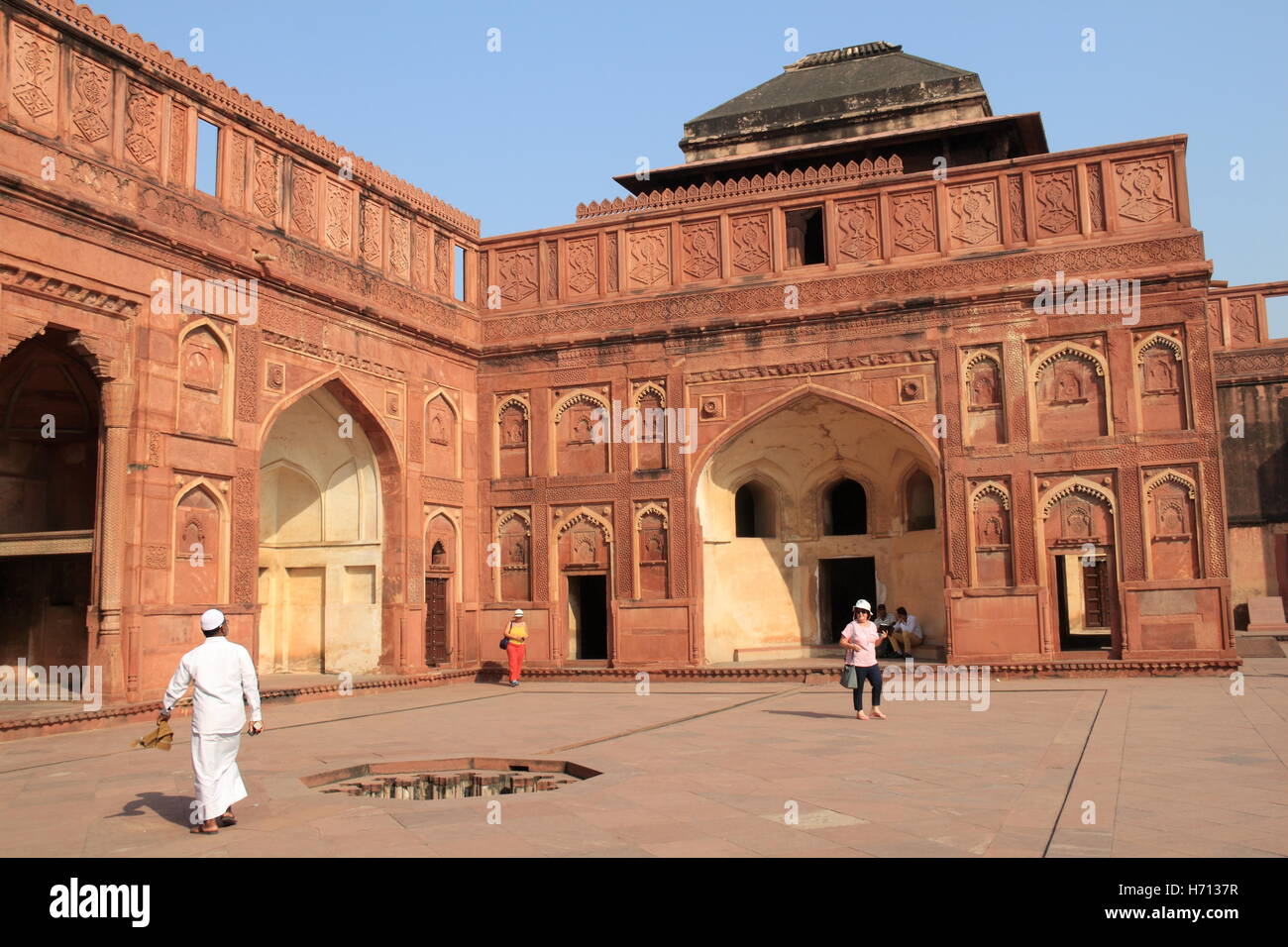 Jahangir Mahal, al Forte di Agra, Rakabganj, Agra, Uttar Pradesh, India, il subcontinente indiano, Asia del Sud Foto Stock