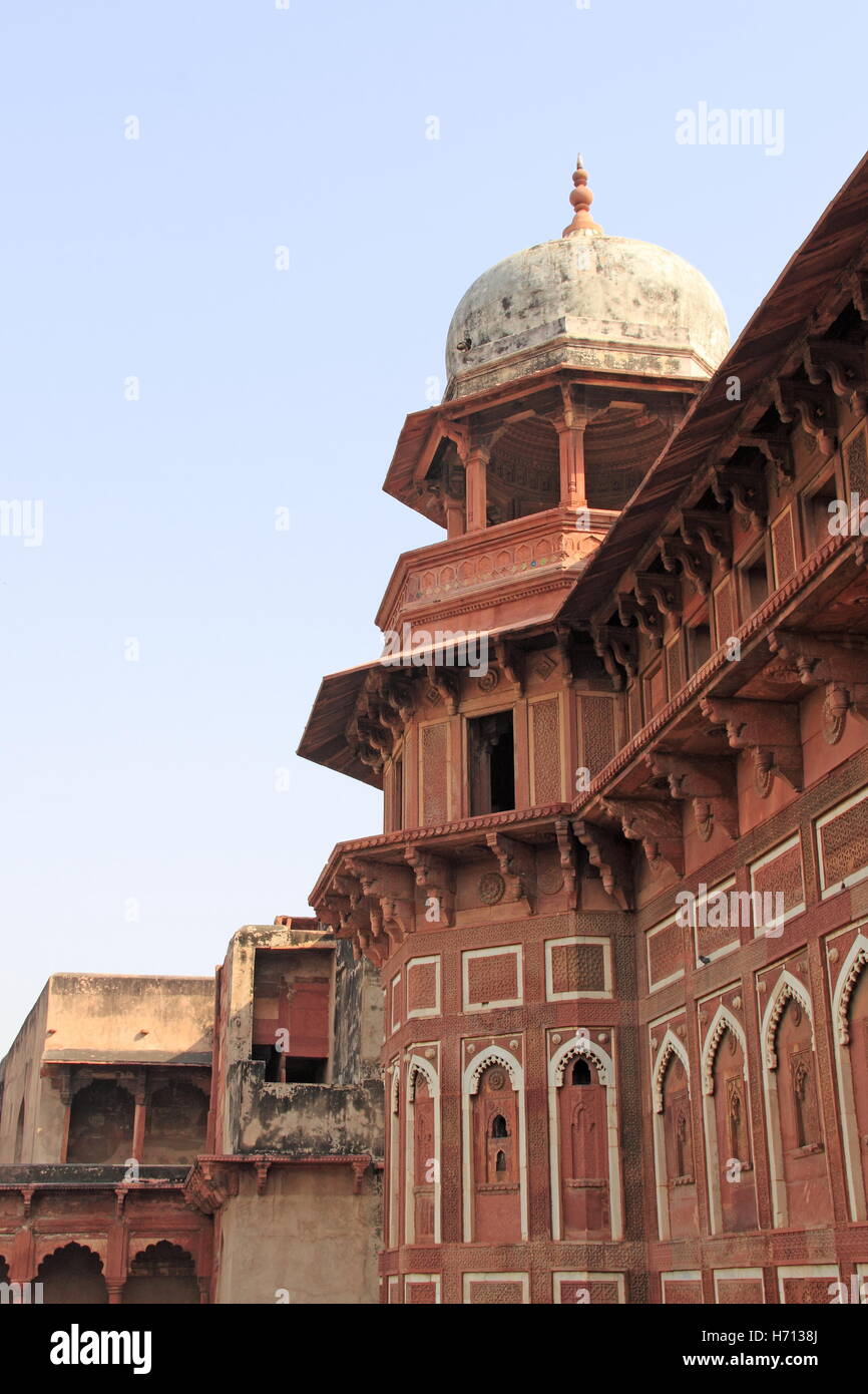 Jahangir Mahal, al Forte di Agra, Rakabganj, Agra, Uttar Pradesh, India, il subcontinente indiano, Asia del Sud Foto Stock