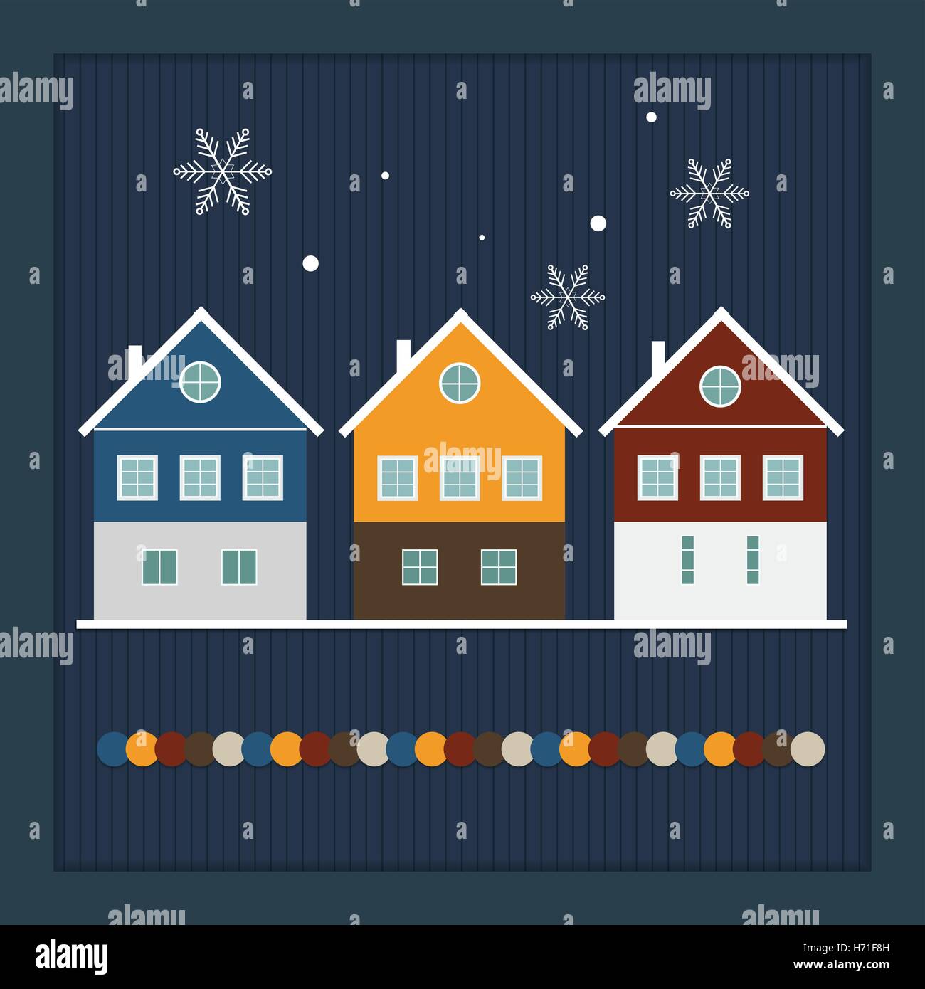 Buon Natale e Felice Anno Nuovo Real Estate Card Illustrazione Vettoriale