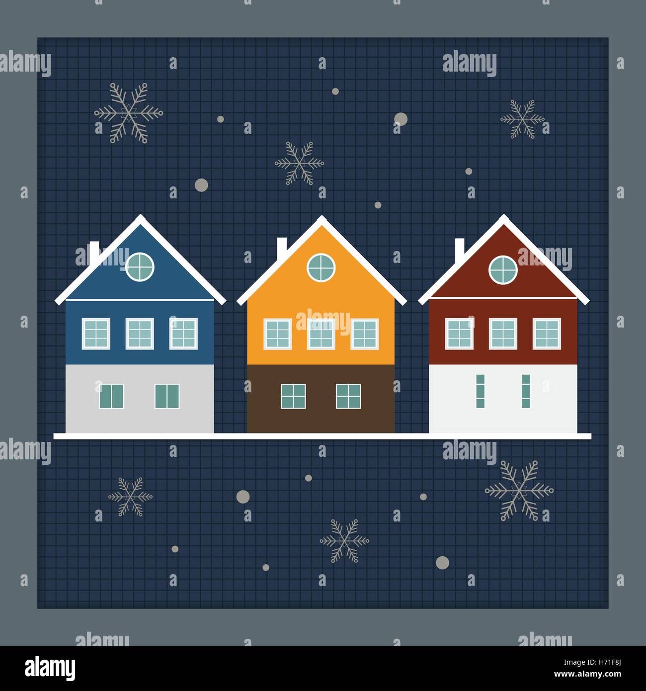 Buon Natale e Felice Anno Nuovo Real Estate Card Illustrazione Vettoriale