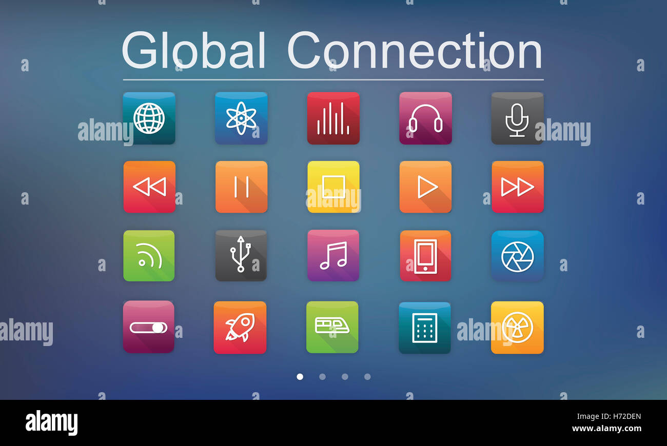 Collegamento multimediale di contenuti digitali concept futuristico Foto Stock