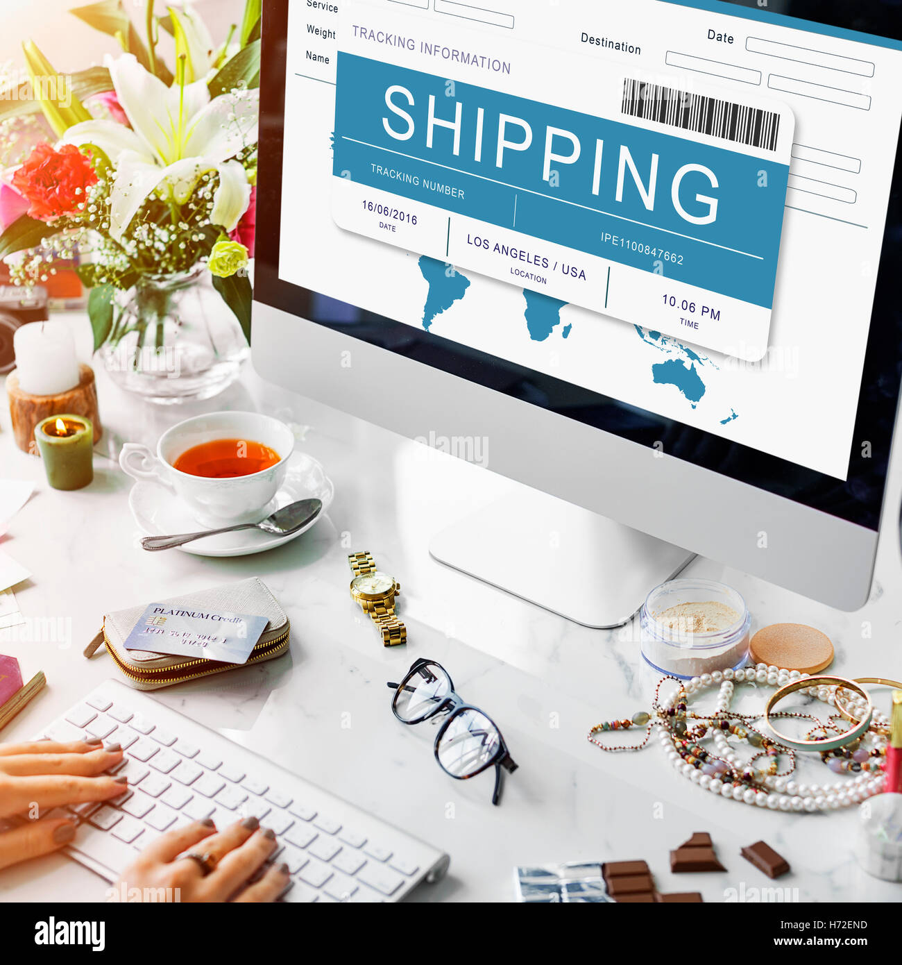 Shopping online spedizioni Internet Commerce Concept Foto Stock