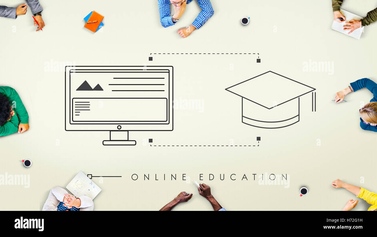 Formazione online per studenti di tecnologia Concept grafico Foto Stock