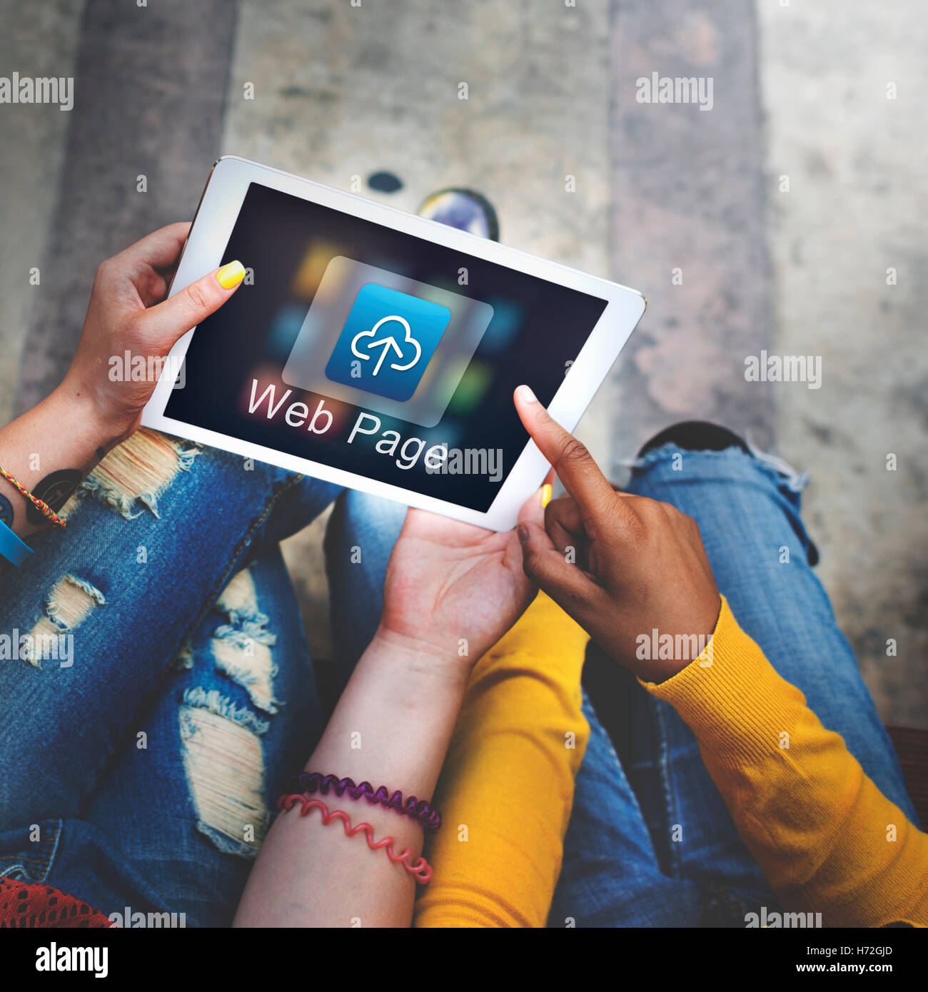 Il Cloud Computing la condivisione dei dati di storage concetto grafico Foto Stock