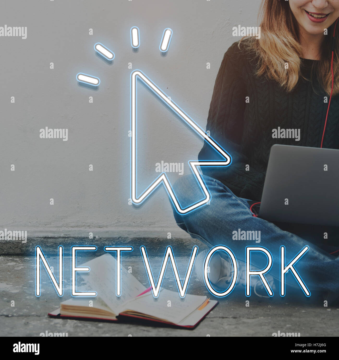 Internet digitale Icona di connessione puntatore del mouse Concept Foto Stock