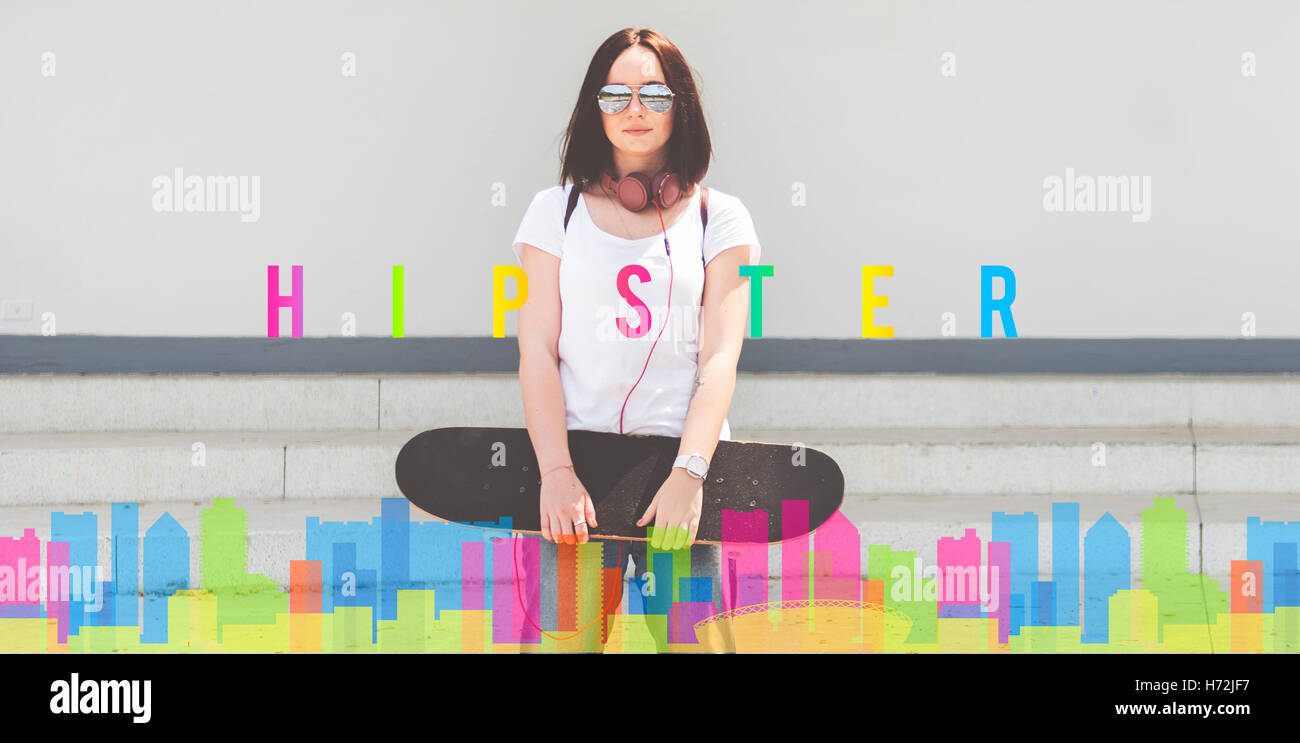 Hipster Chill Cityscape Urban Concept grafico Foto Stock