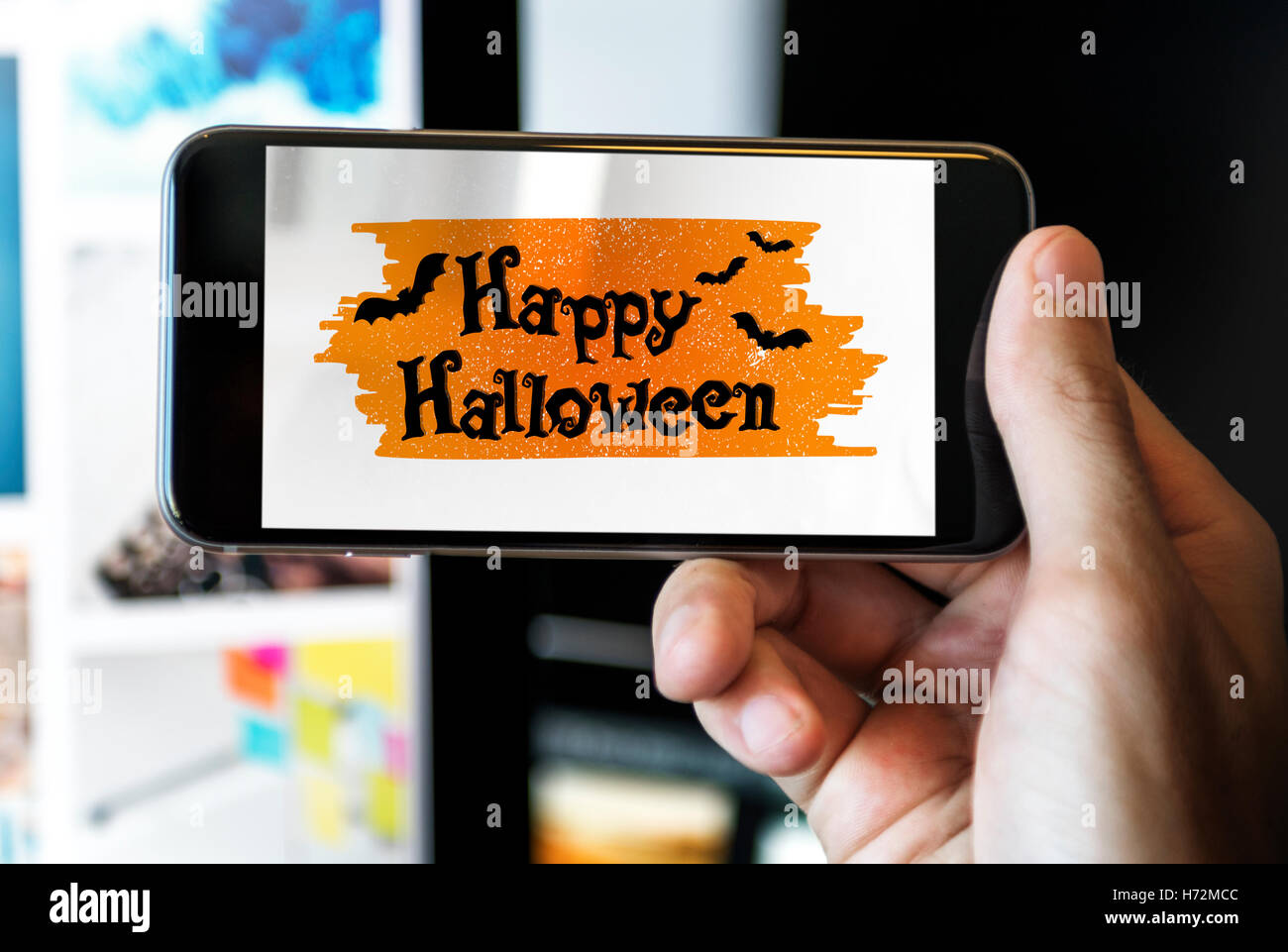 Halloween Bat zucca lanterna Scary concetto grafico Foto Stock