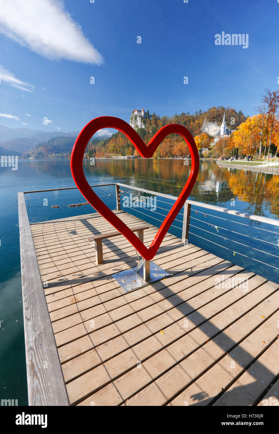 Bled, Slovenia.forma di cuore Foto Stock