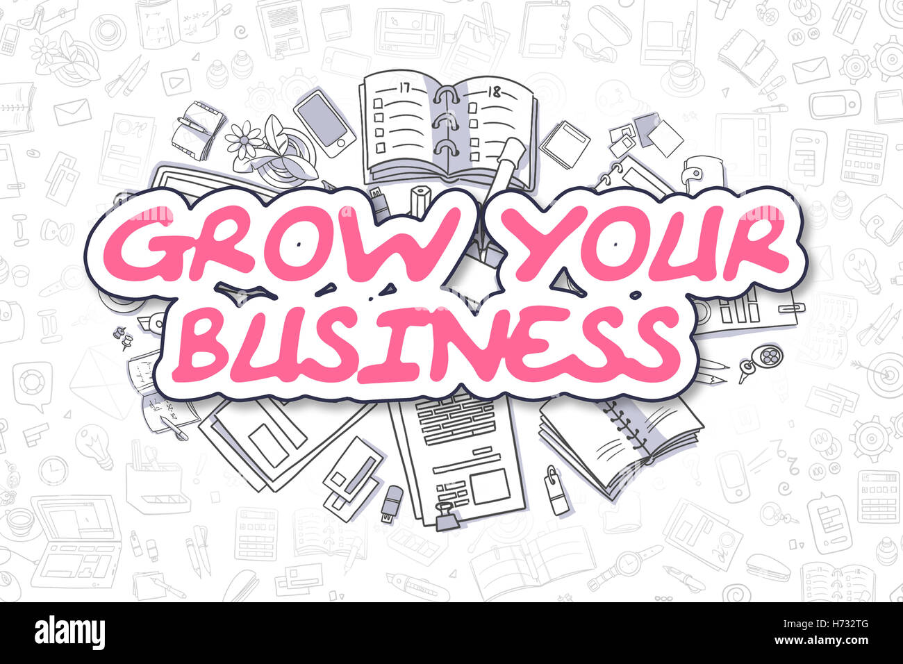 Fate crescere il vostro Business - Cartoon Magenta Testo. Il concetto di business. Foto Stock