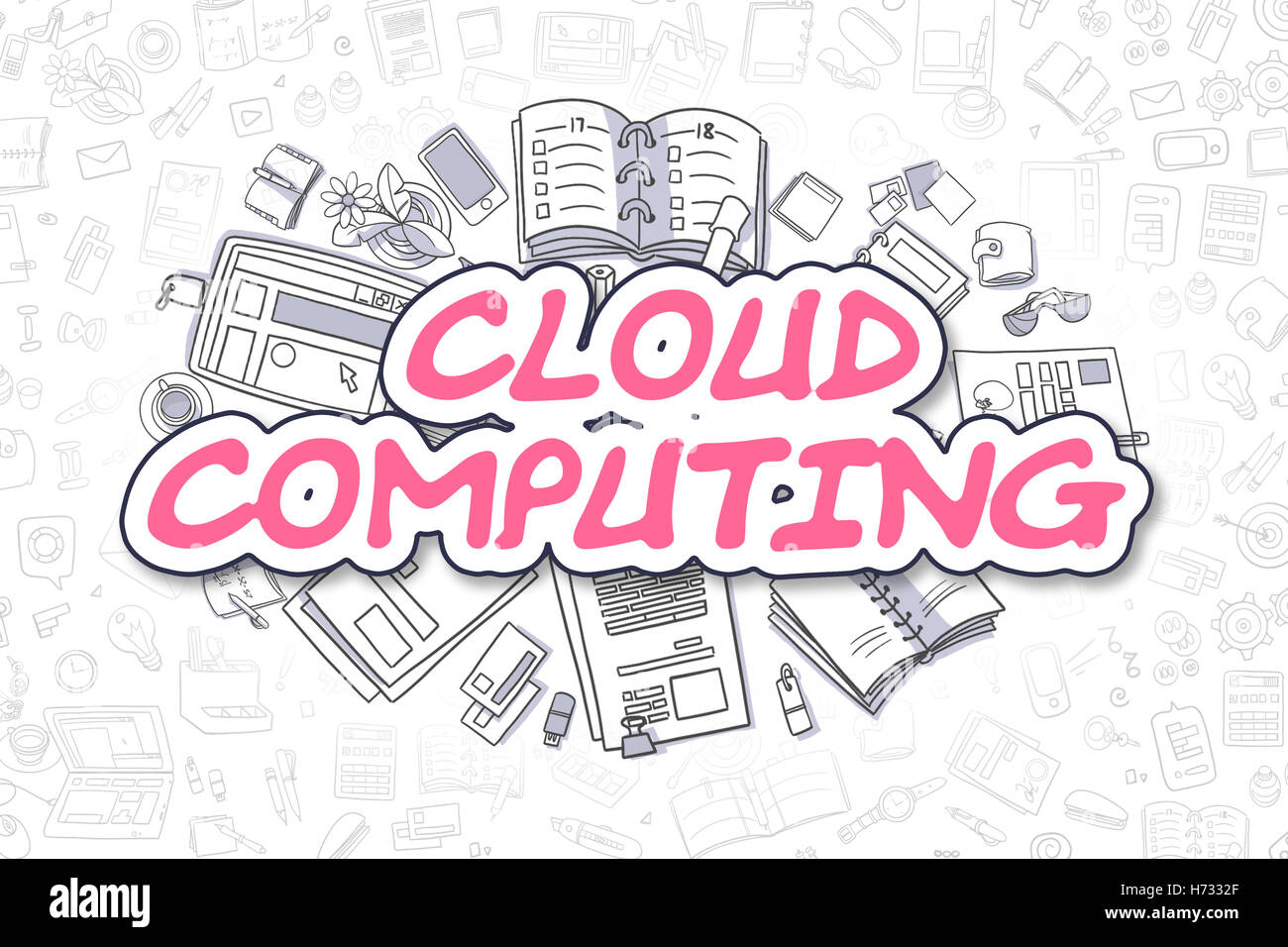 Il Cloud Computing - Cartoon Magenta Testo. Il concetto di business. Foto Stock