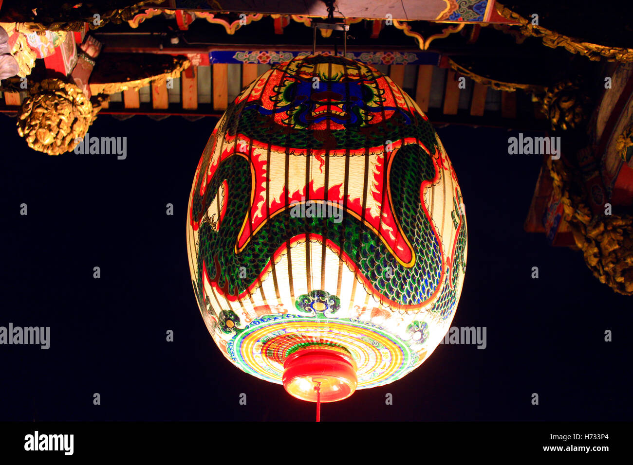 Lanterna nel tempio Longshan. Foto Stock