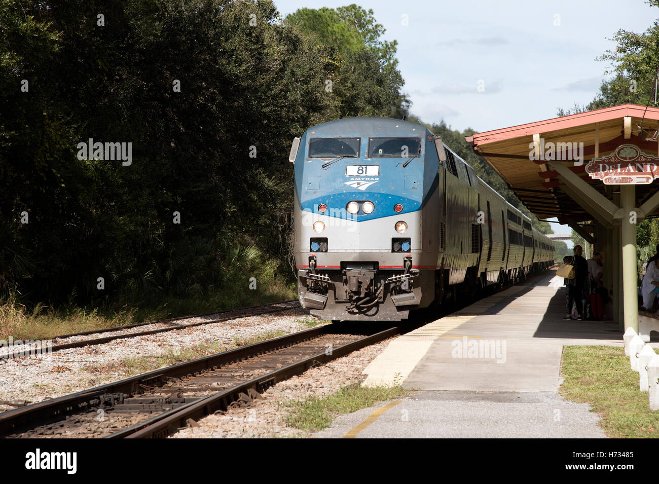 DeLand Florida USA treni passeggeri alla stazione Deland Florida voce a New York STATI UNITI D'AMERICA Foto Stock