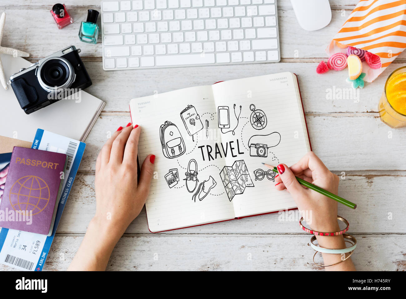 I viaggi di vacanza Icona del concetto di vacanza Foto Stock