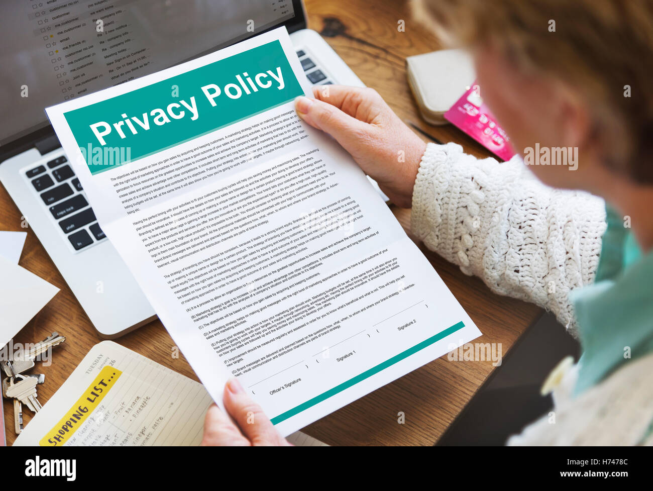 Politica sulla Privacy Service Documents Termini di utilizzare Concept Foto Stock