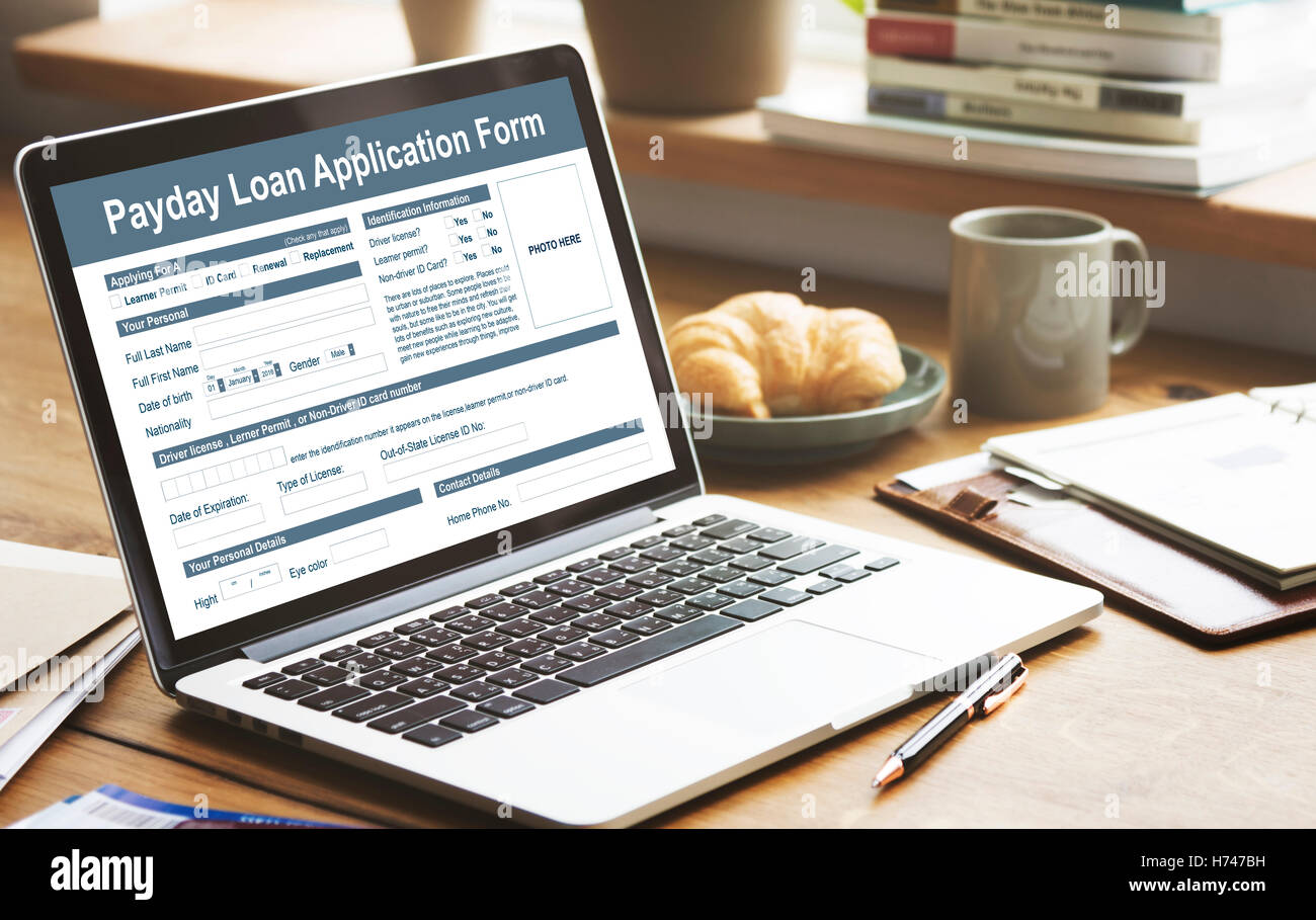 Payday Loan Application Form stipendio concetto di debito Foto Stock