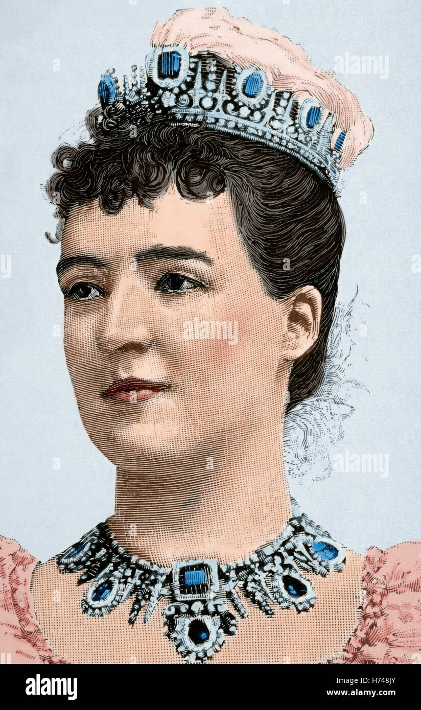 Amelie di Orleans (1865-1951). Regina consorte del Portogallo. Incisione. Xix secolo. Colorati. Foto Stock