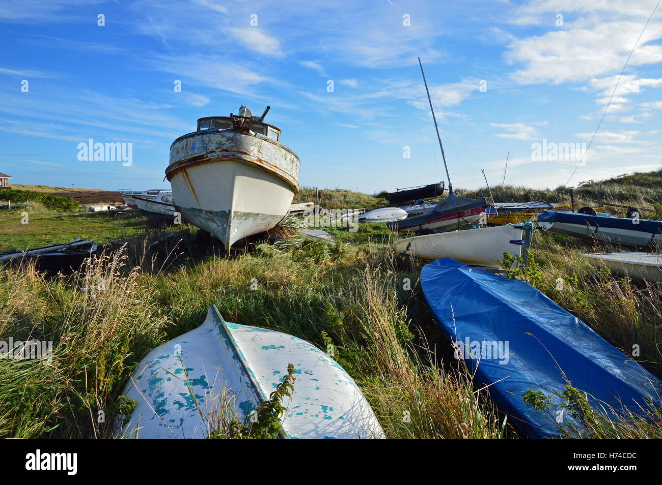 Boat Yard a bassa Newton, Northumberland Foto Stock