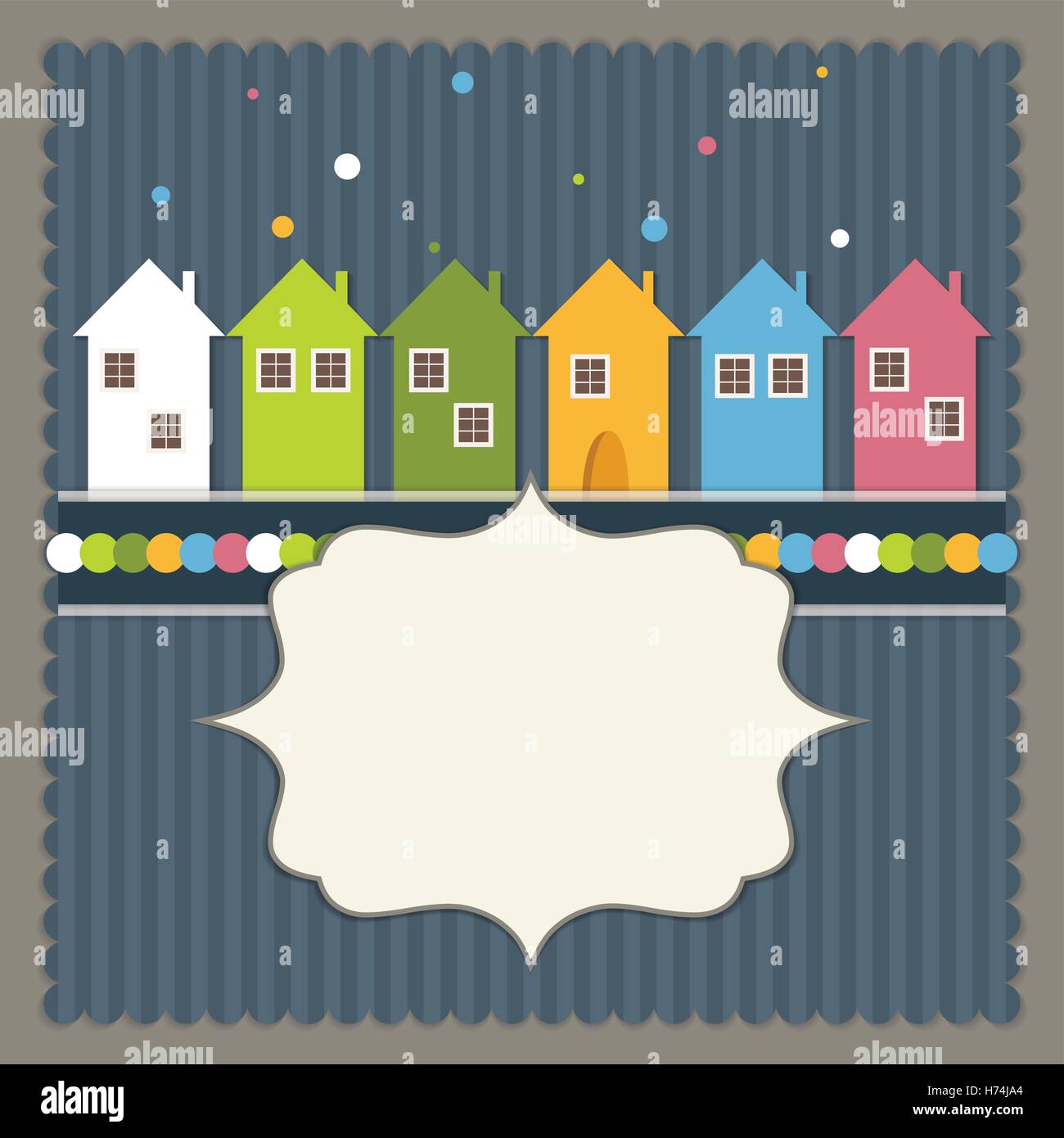 Immobili Scheda con case colorate e strisce Illustrazione Vettoriale