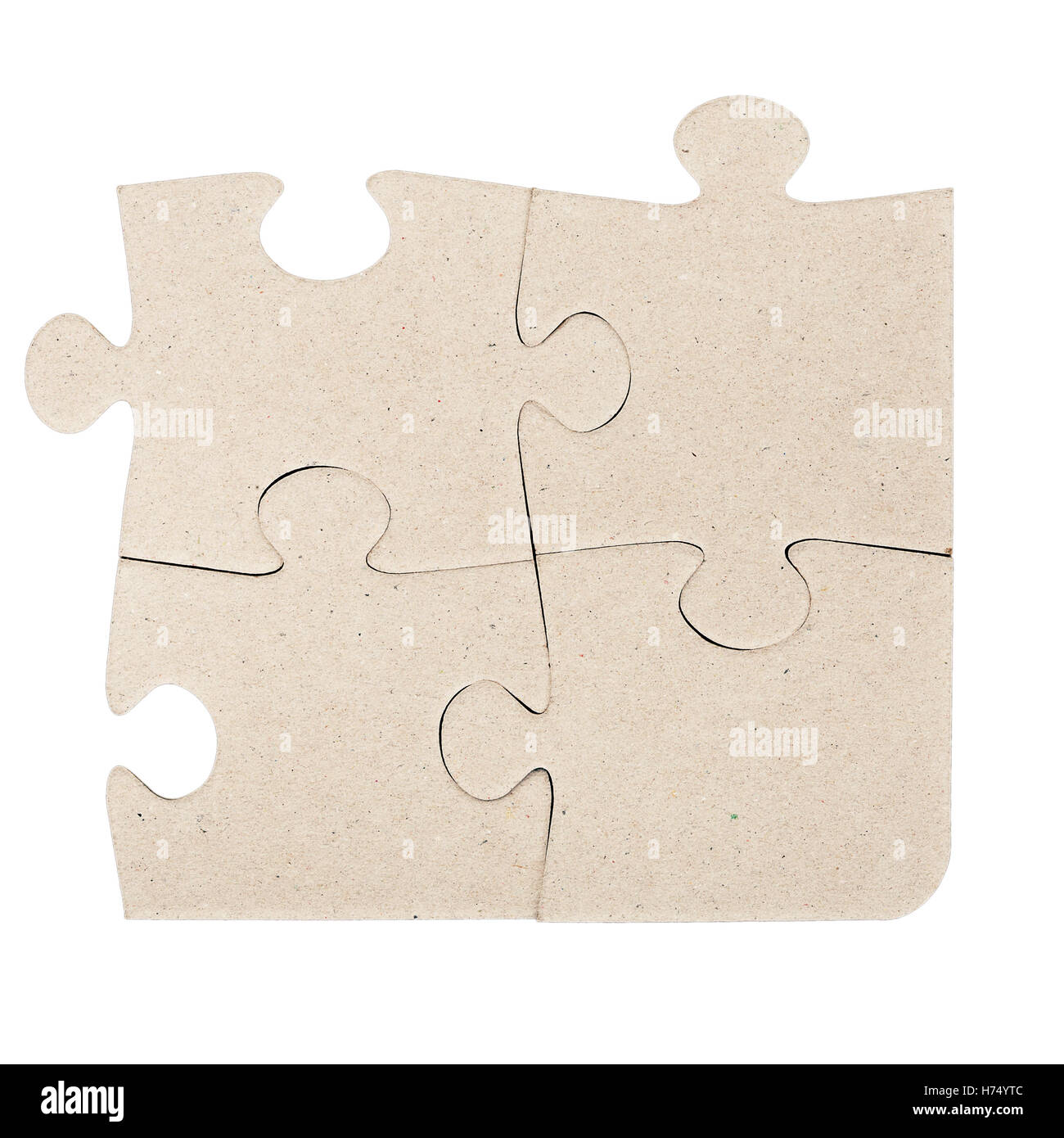 Cartone quattro puzzle pezzi isolati su bianco Foto Stock